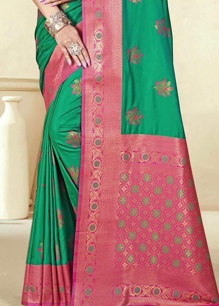 Green Dupion Silk Saree With Blouse Piece Discount Classic