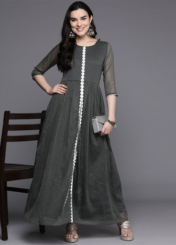 Grey Readymade Silk Indian Dress Latest Sale Online