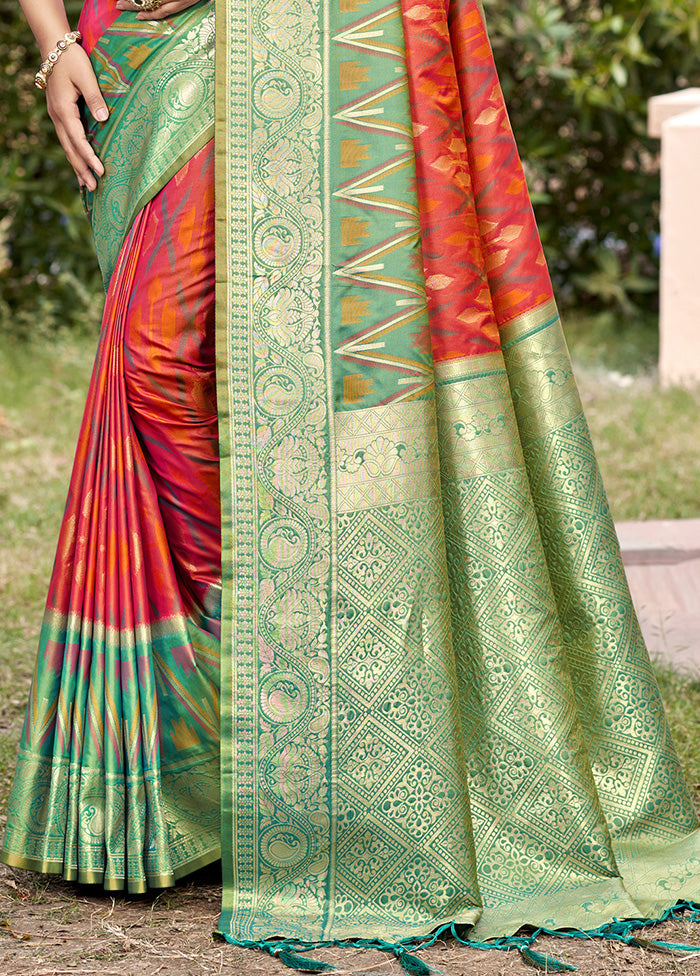 Peach Spun Silk Saree With Blouse Piece Sale Release Dates