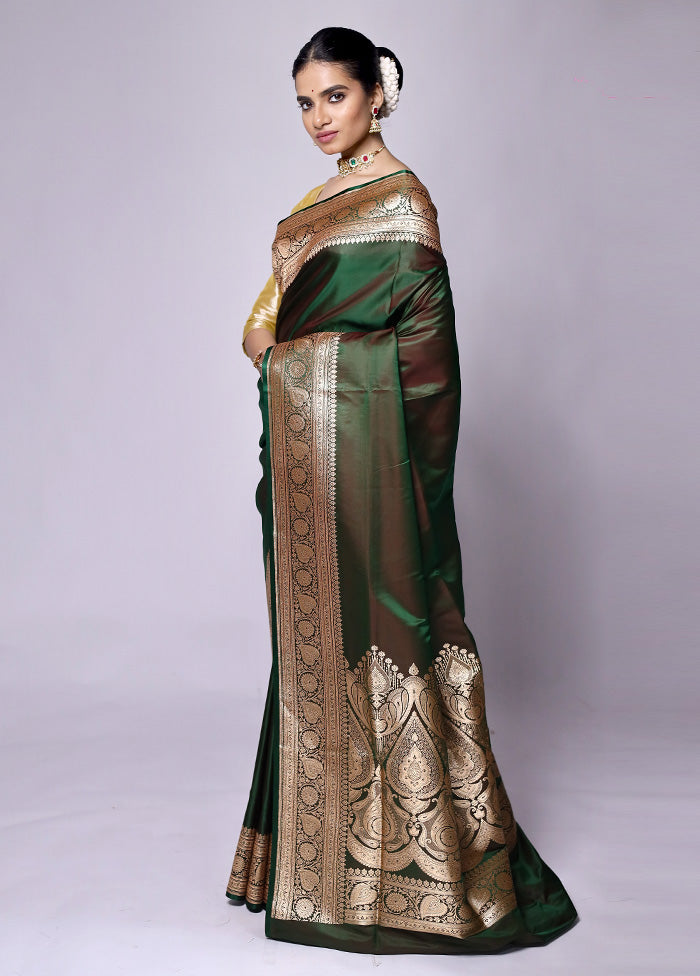 Green Banarasi Silk Saree With Blouse Piece Clearance Best Store To Get