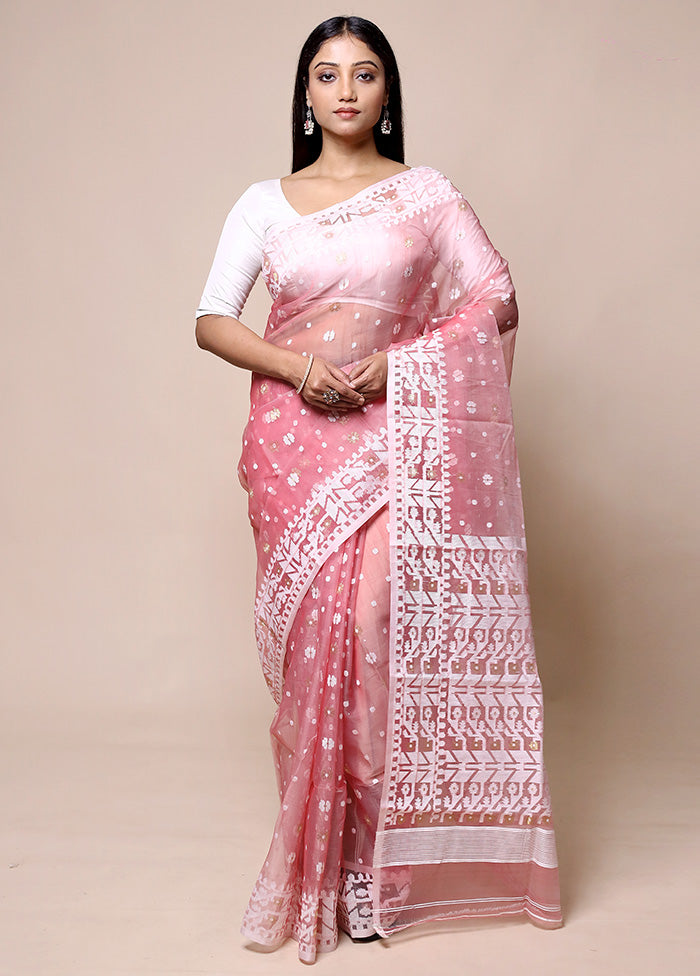 Pink Pure Tant Jamdani Saree Without Blouse Piece Buy Cheap Low Cost