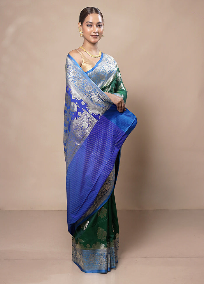 Green Katan Silk Saree With Blouse Piece Outlet Countdown Package