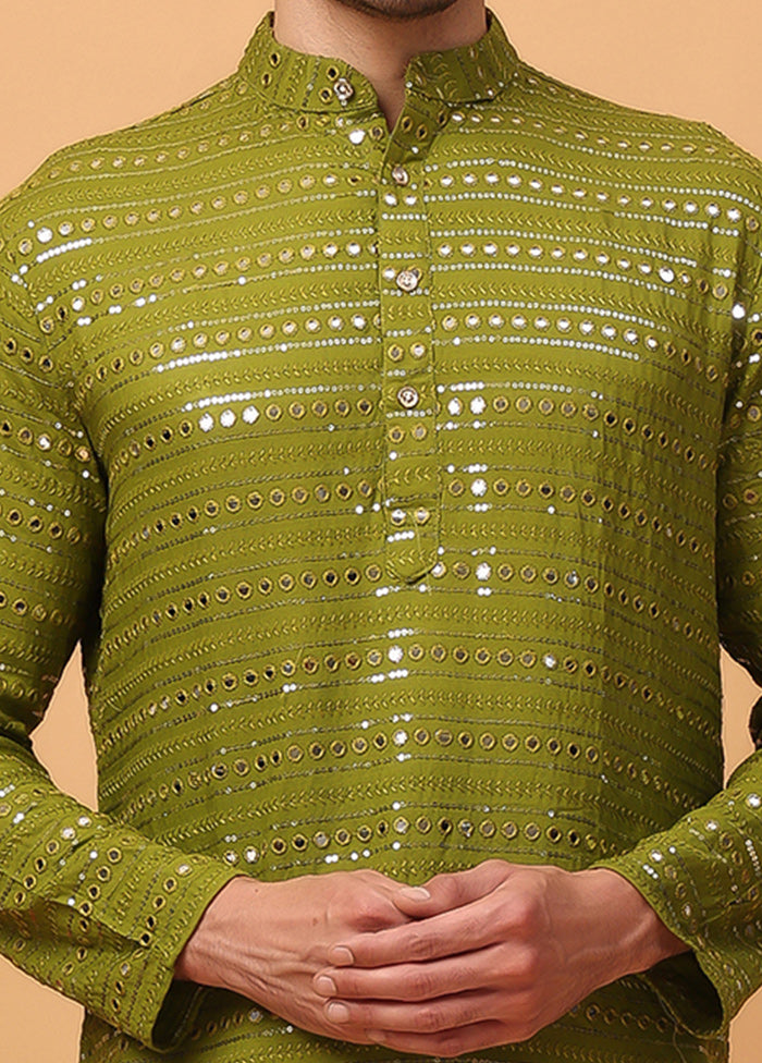 Green Viscose Embroidered Kurta Clearance Cheap Online