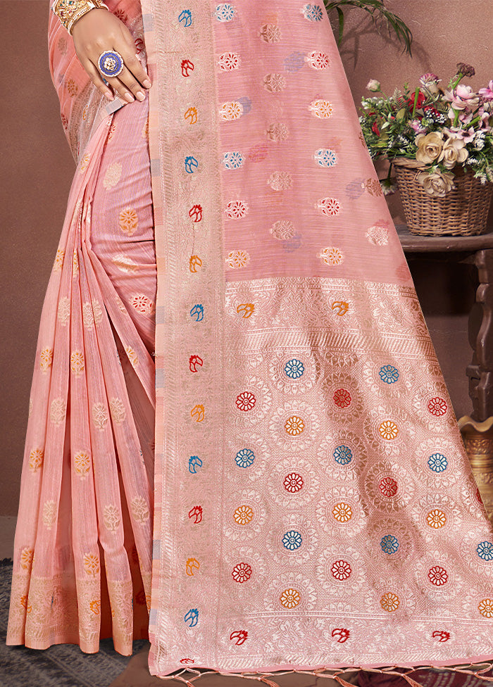 Light Pink Cotton Saree With Blouse Piece The Cheapest For Sale