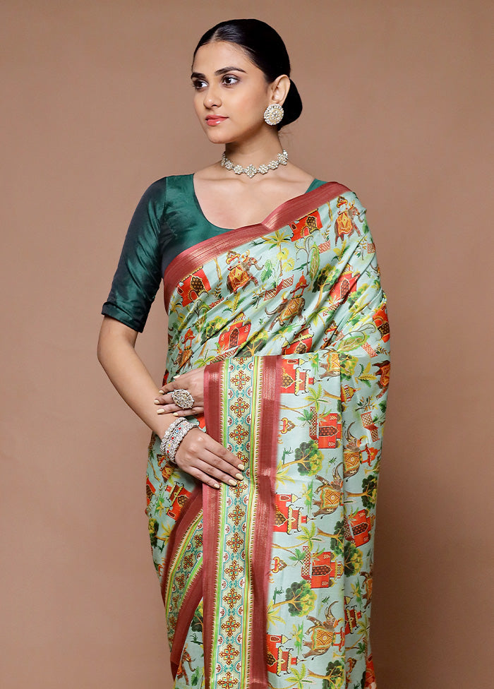 Green Dupion Silk Saree With Blouse Piece Looking For Online