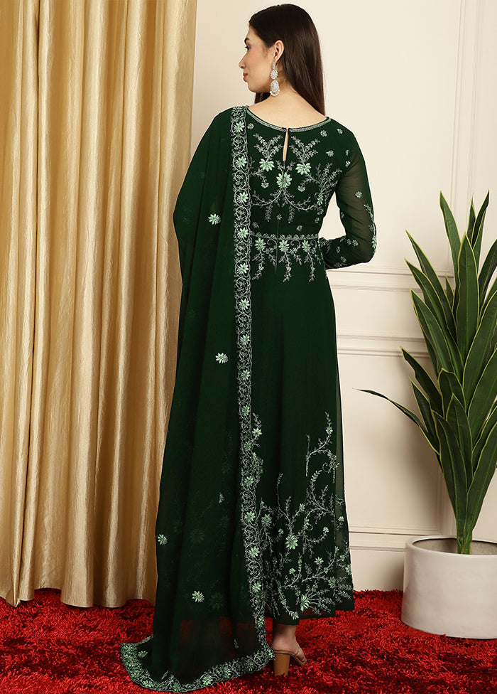 Green Semi Stitched Georgette Indian Dress Free Shipping Manchester