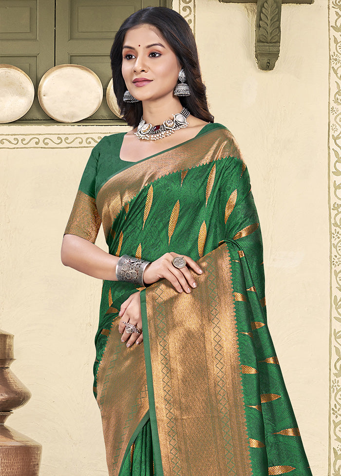 Green Spun Silk Saree With Blouse Piece Free Shipping Best Store To Get