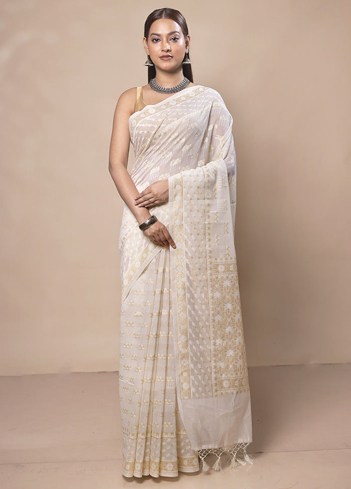 White Kora Silk Saree With Blouse Piece Manchester Great Sale Cheap Pice