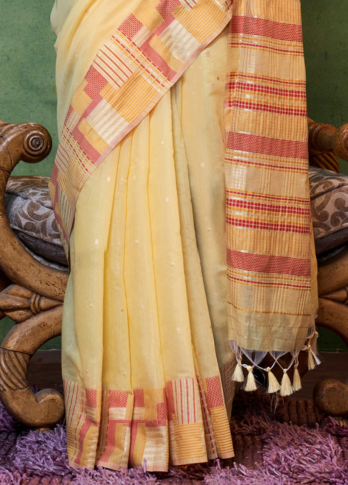 Light Yellow Cotton Saree With Blouse Piece Clearance How Much