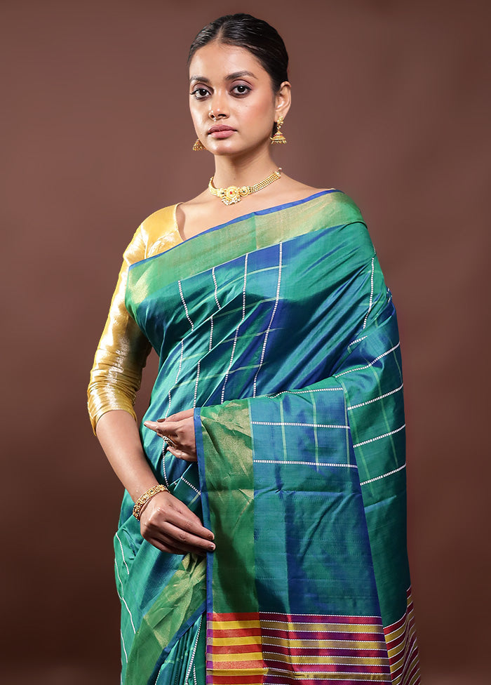 Green Kalakshetra Kanjivaram Silk Saree With Blouse Piece Footlocker Finishline For Sale