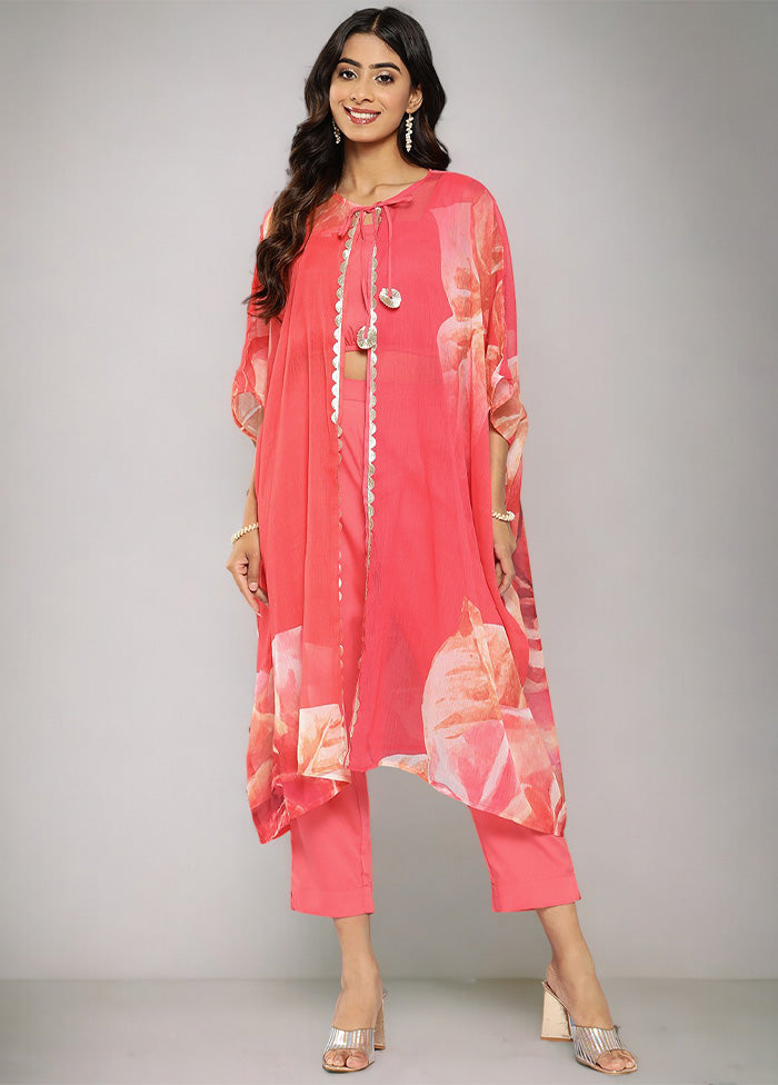 3 Pc Coral Readymade Silk Top Set Buy Cheap Best Sale