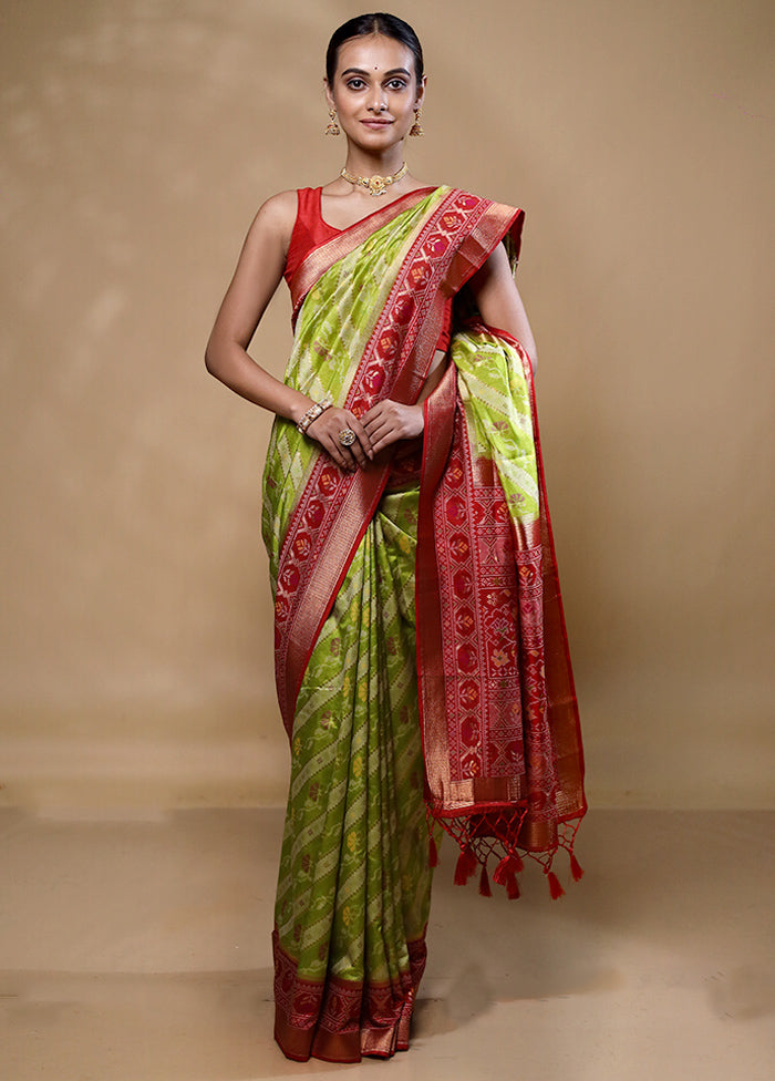 Green Dupion Silk Saree With Blouse Piece Outlet 100% Original