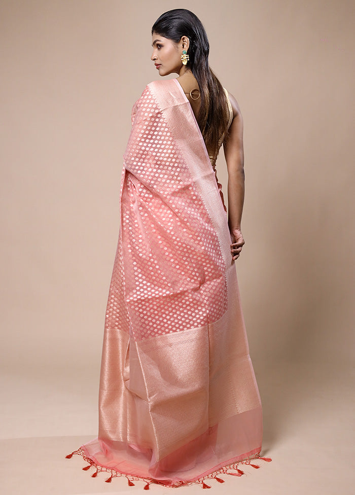 Pink Kora Silk Saree With Blouse Piece Comfortable Cheap Online