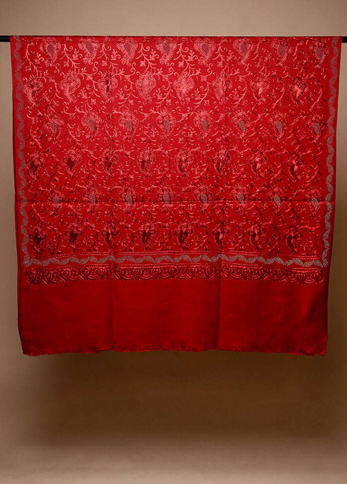 Red Butta Work With Zari Woven Border Shawl Latest Collections For Sale