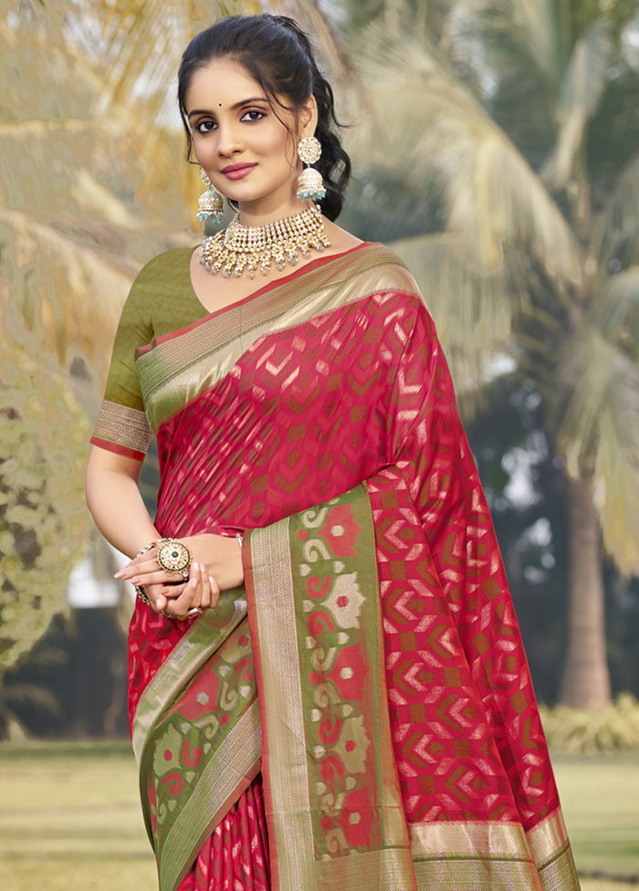 Red Spun Silk Saree With Blouse Piece Cheap Pice Wholesale