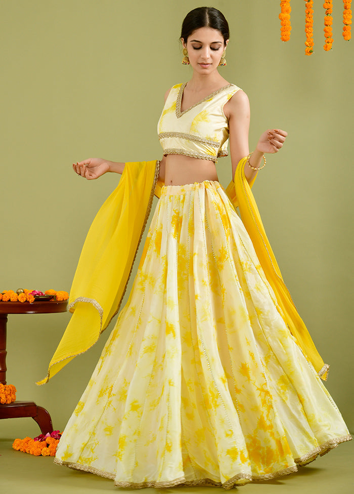 Yellow Readymade Silk Lehenga Choli Set Sale Top Quality