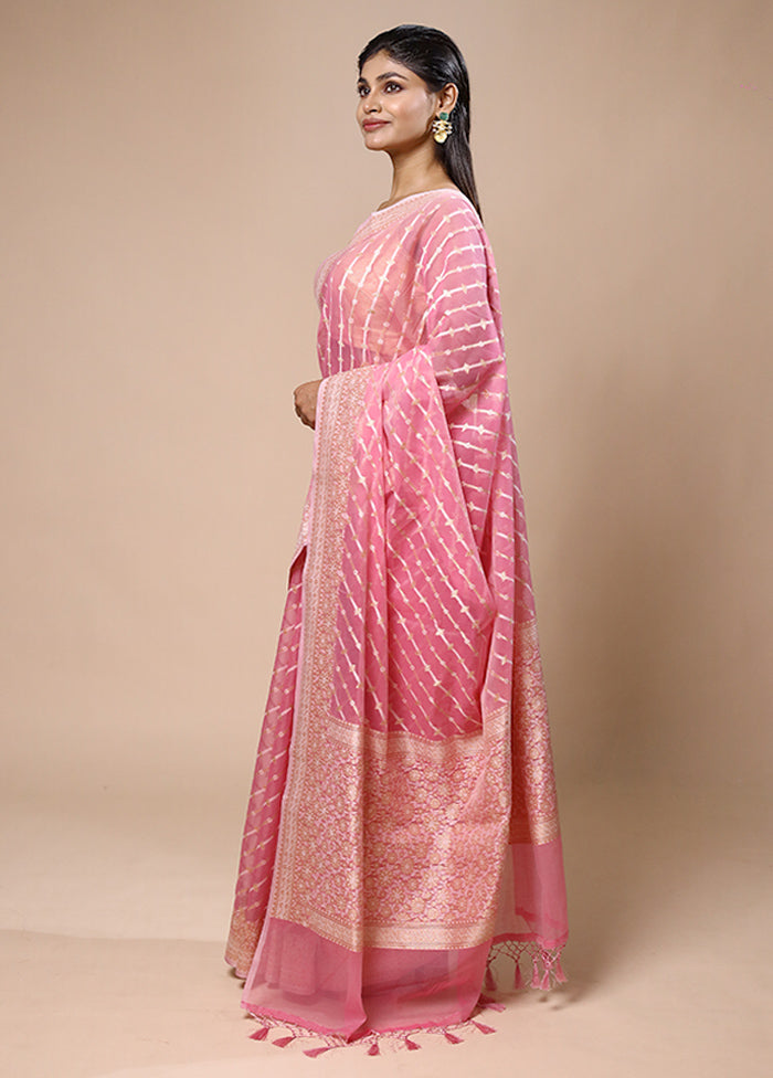 Pink Kora Silk Saree With Blouse Piece Outlet Sast