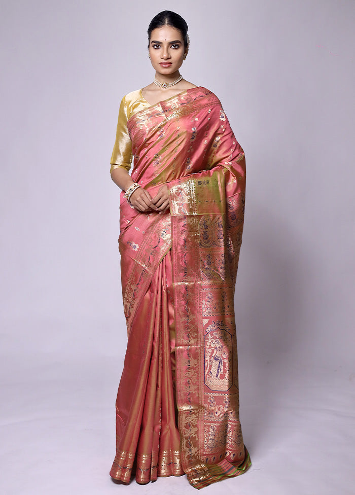 Rust Handloom Baluchari Pure Silk Saree With Blouse Piece Free Shipping Shop