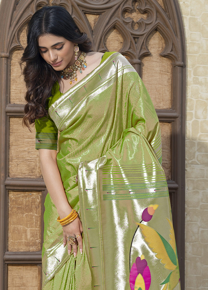 Green Spun Silk Saree With Blouse Piece Free Shipping Original