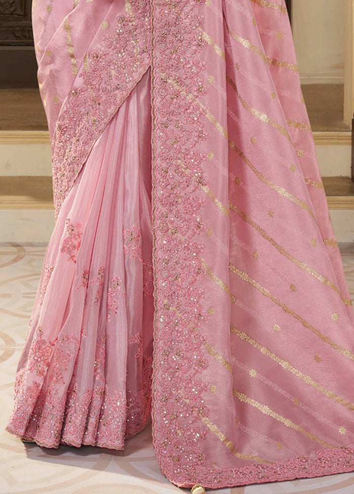 Pink Spun Pure Silk Saree With Blouse Piece Buy Cheap Free Shipping