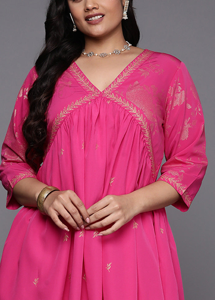 2 Pc Pink Readymade Silk Kurti Set Cheap Hot Sale