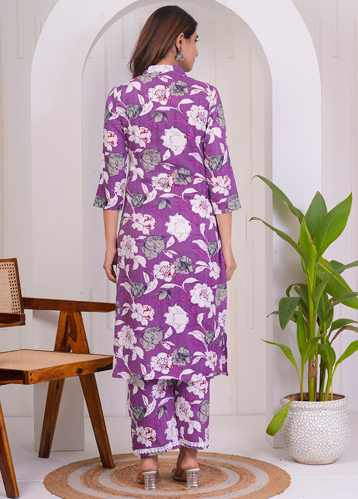 2 Pc Purple Readymade Rayon Coord Top Set Cheapest Online