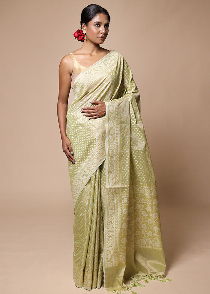 Green Tissue Silk Saree With Blouse Piece Free Shipping Eastbay