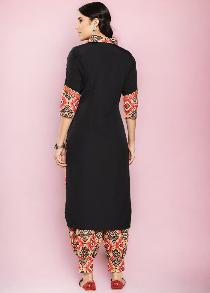 2 Pc Black Readymade Silk Kurti Set Cheap Sale Good Selling