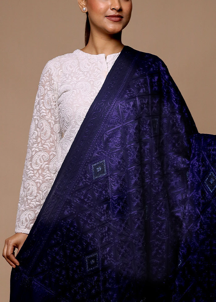 Purple Butta Work With Zari Woven Border Shawl The Cheapest Cheap Online