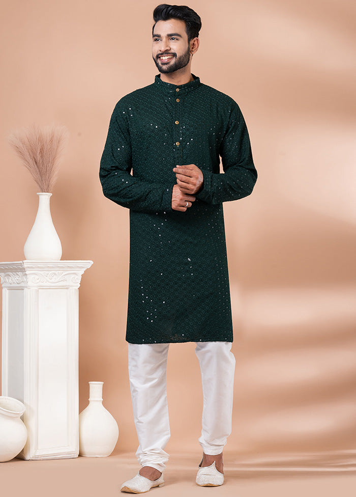 Green Silk Kurta And Pajama Set Sast Online