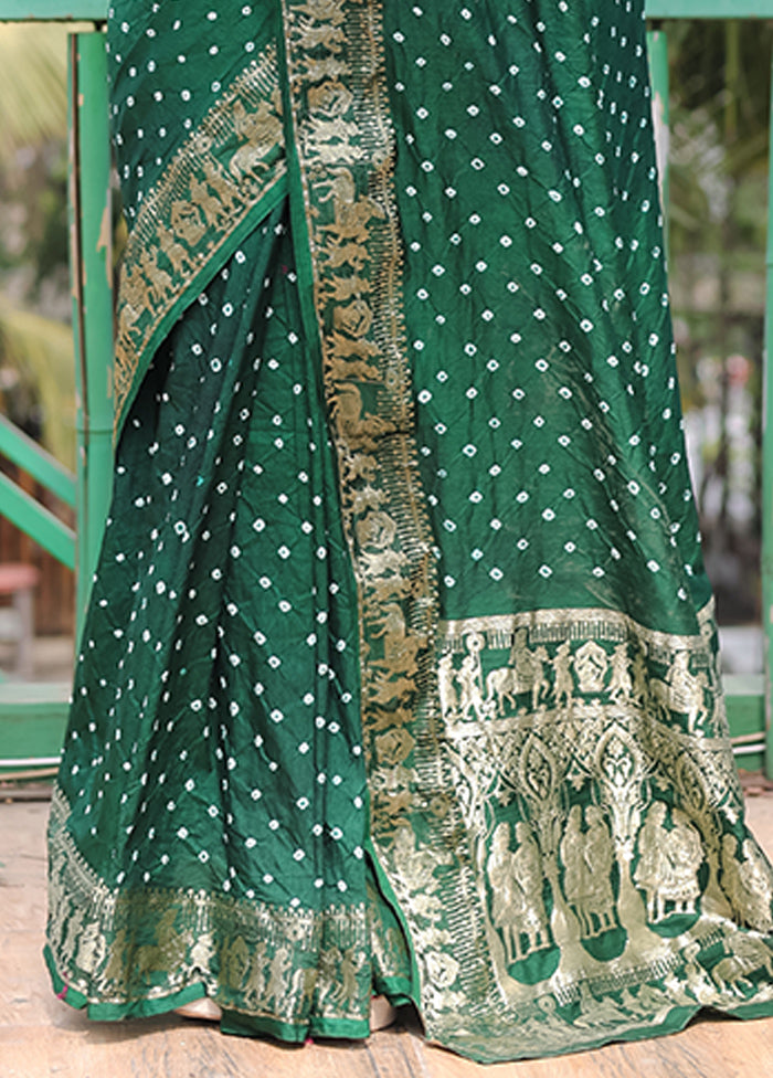 Green Spun Silk Saree With Blouse Piece Clearance Largest Supplier