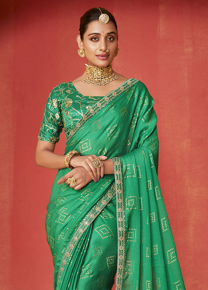 Green Chiffon Silk Saree With Blouse Piece Sale Amazon