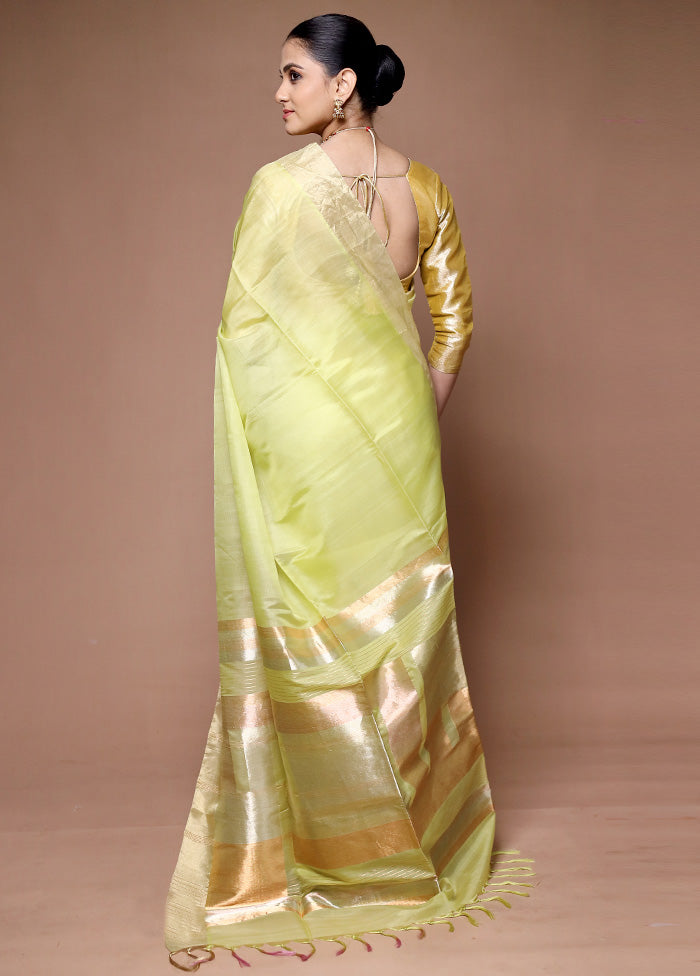 Green Handloom Kanjivaram Pure Silk Saree With Blouse Piece Outlet Excellent