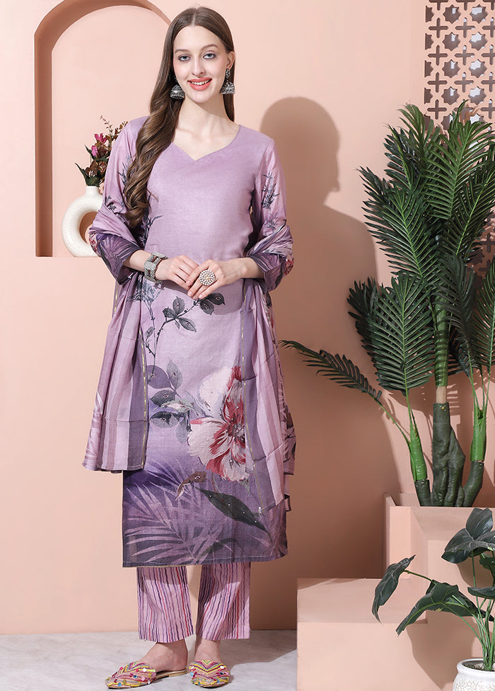 3 Pc Purple Unstitched Cotton Suit Set Latest Collections For Sale