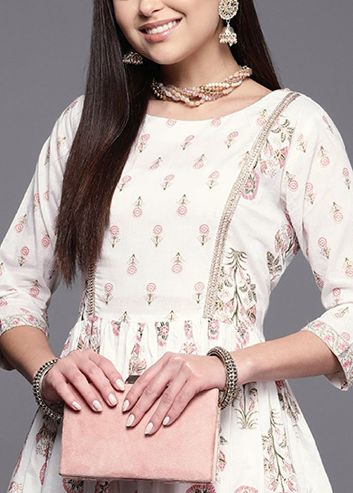 2 Pc Off White Pure Readymade Cotton Kurti Set With Paypal