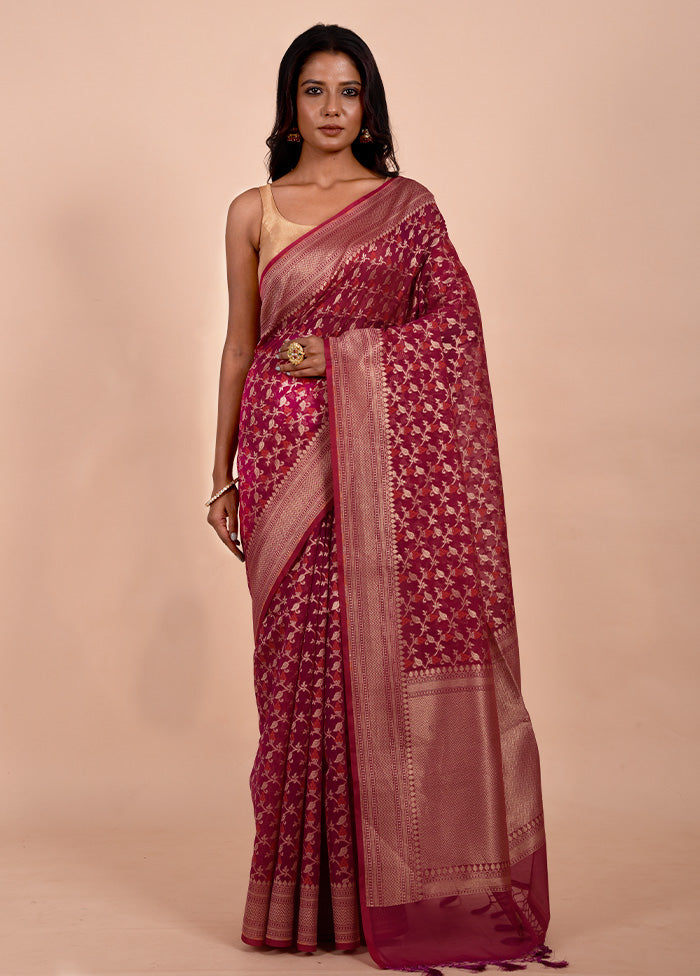 Pink Kora Silk Saree With Blouse Piece Clearance Recommend