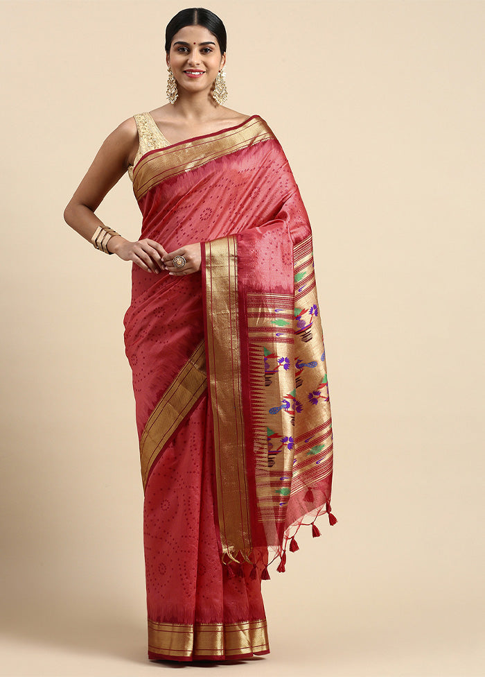 Red Spun Silk Saree With Blouse Piece Outlet Cheap