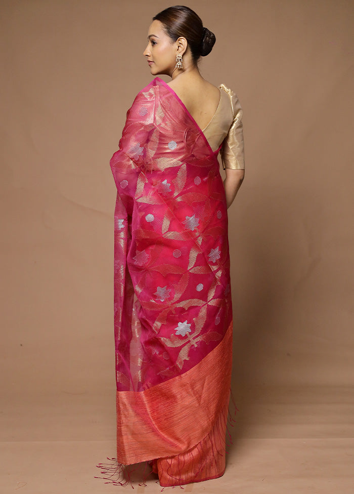 Pink Handloom Matka Pure Silk Saree With Blouse Piece Cheap Best Store To Get