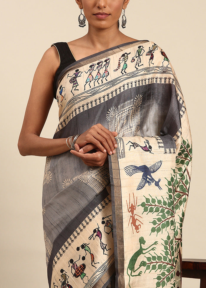 Grey Cotton Saree With Blouse Piece Top Quality For Sale