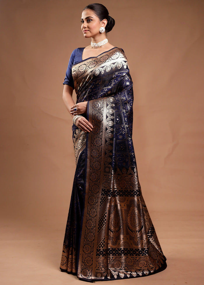 Blue Tanchoi Silk Saree With Blouse Piece From China Sale Online