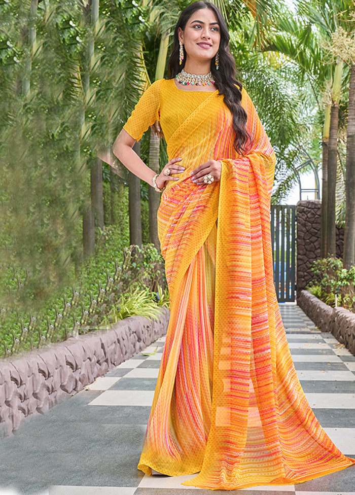 Multicolor Georgette Saree With Blouse Piece Free Shipping For Nice