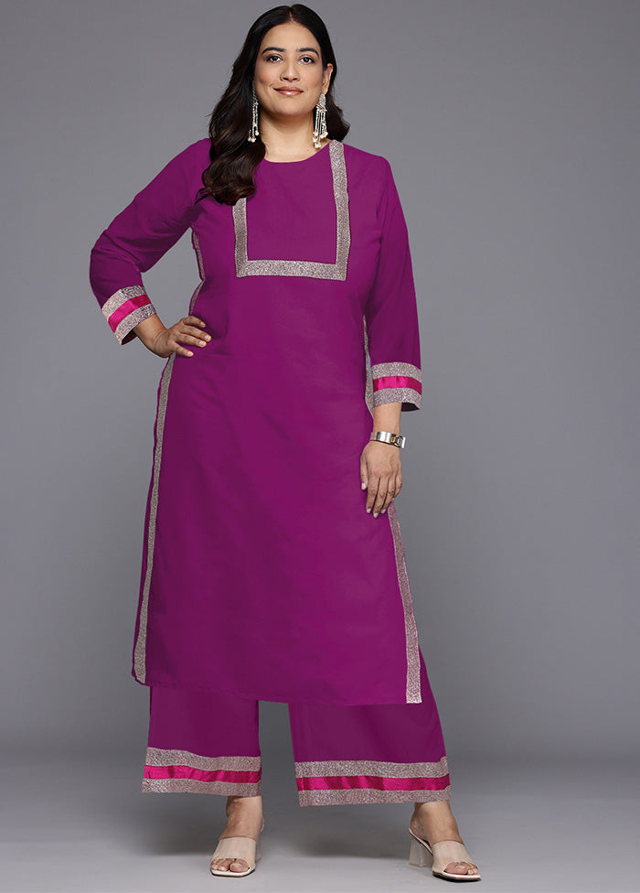 2 Pc Purple Readymade Silk Kurti Set Clearance Cost