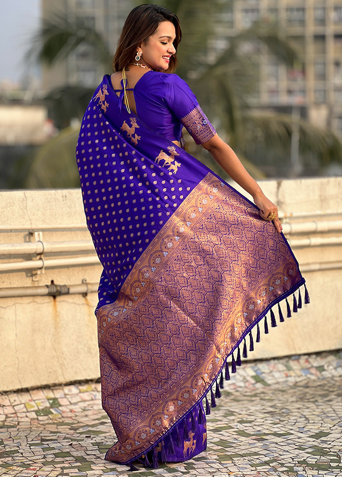 Voilet Spun Silk Saree With Blouse Piece Clearance Low Pice