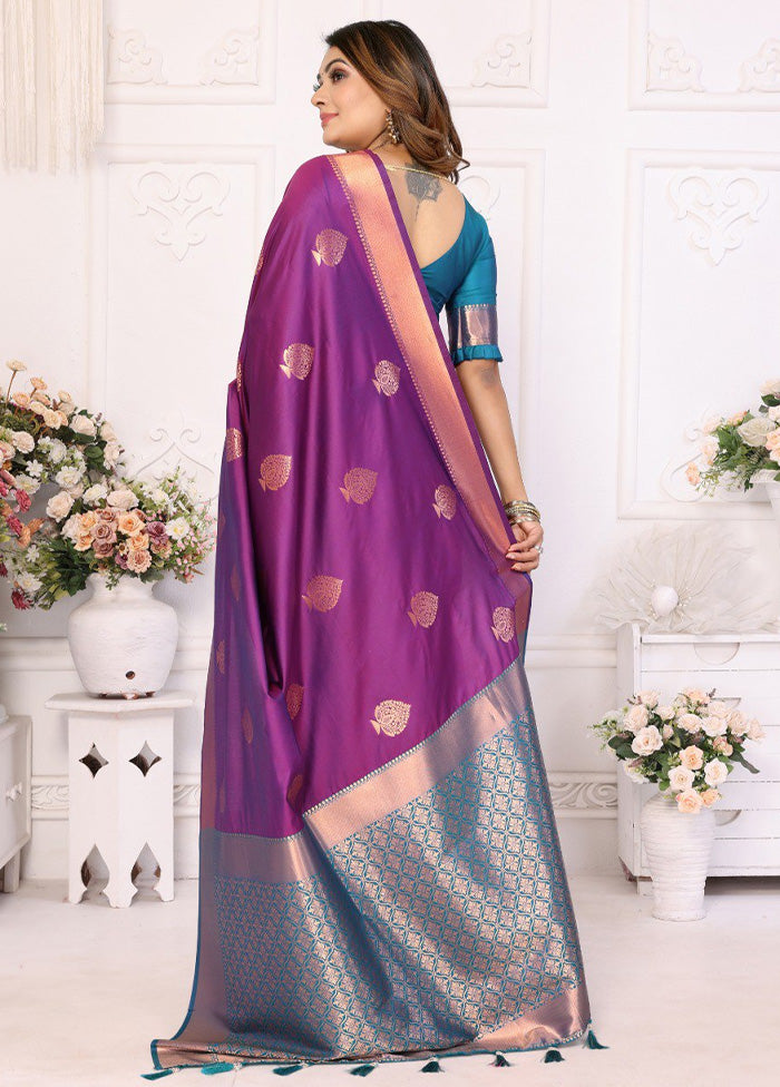 Purple Spun Silk Saree With Blouse Piece Buy Cheap Cost