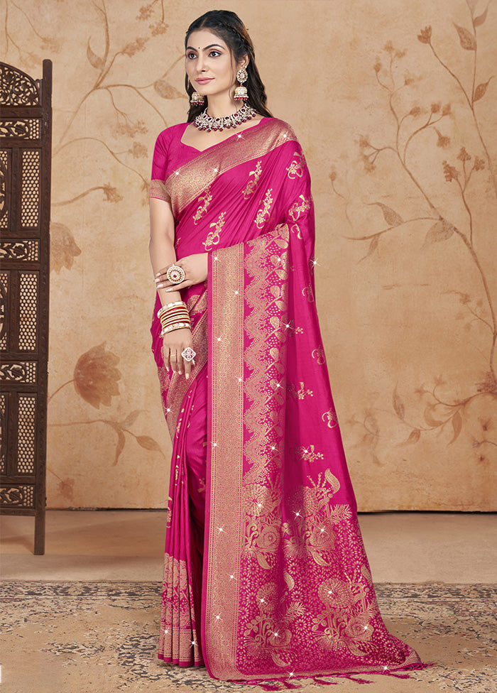 Pink Spun Silk Saree With Blouse Piece Sale Genuine