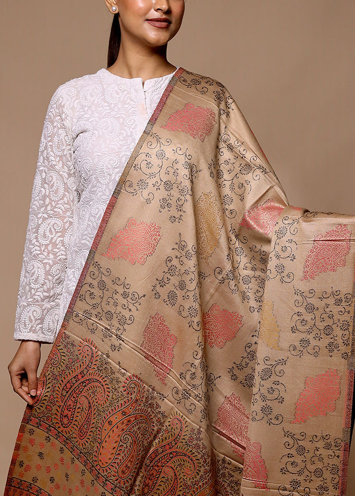 Cream Butta Work With Zari Woven Border Shawl Visit New For Sale