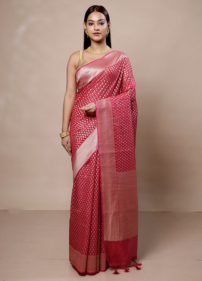 Pink Kora Silk Saree With Blouse Piece Cheap Websites