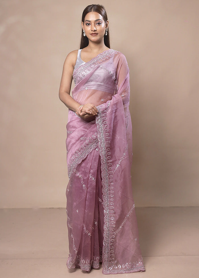 Pink Silk Saree With Blouse Piece Cheap Fashion Style