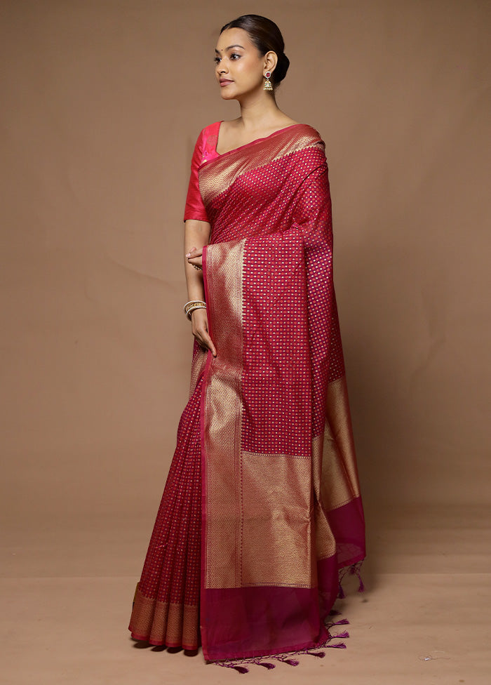 Pink Kora Silk Saree With Blouse Piece Clearance Cheap Real