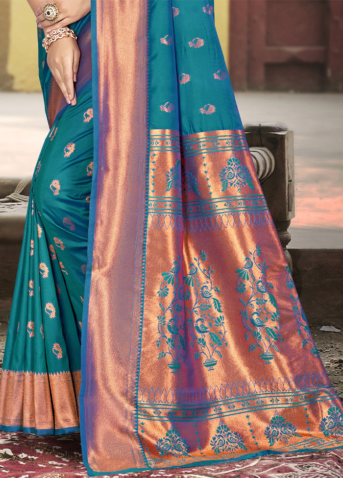 Blue Spun Silk Saree With Blouse Piece Clearance For Nice